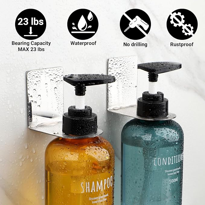 Segbeauty Stainless Adhesive Shampoo Bottle Holder, Dia 1.3inch 3.3cm Non-Drill - Image 4