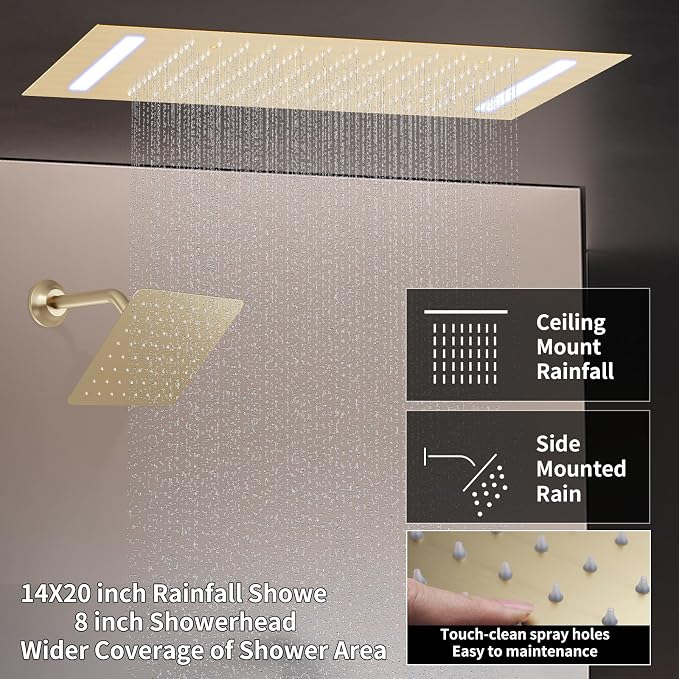 Shower System Brushed Gold Shower Faucet Set - Image 4