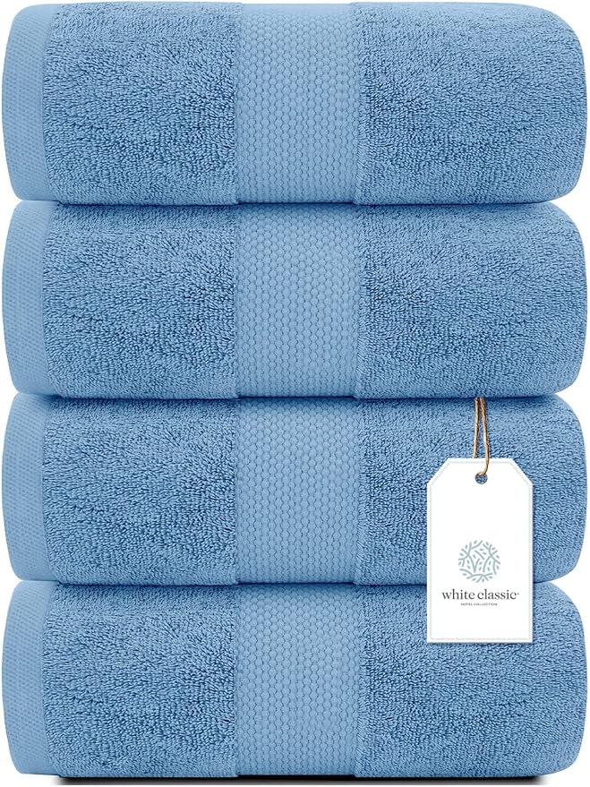 White Classic Luxury Bath Towels Set of 4 Large - Image 2