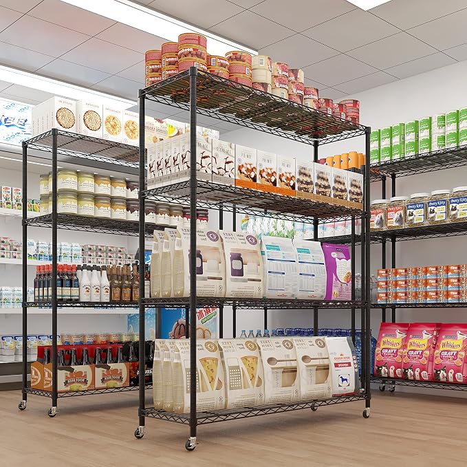 4 Tier Storage Racks Shelving, Heavy Steel Pantry Shelves, Adjustable Wire - Image 7