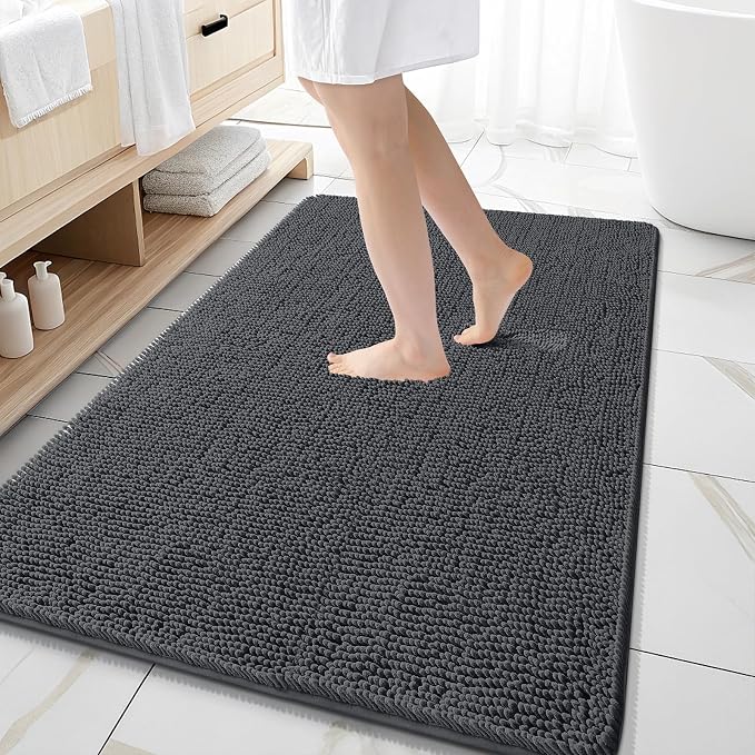 OLANLY Bathroom Rugs 59x35, Extra Soft Absorbent Chenille Bath Rugs, Rubber by OLANLY
