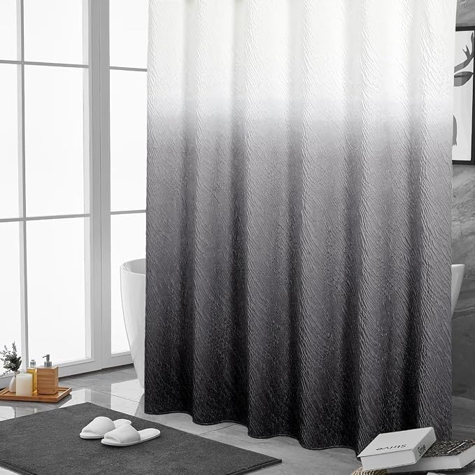 MitoVilla Black Ombre Shower Curtain Set - Image 2