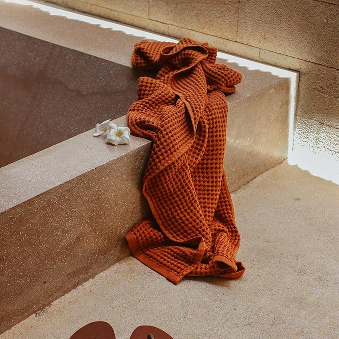 sea me at home Waffle Bath Sheet 100% Turkish Cotton by seameathome