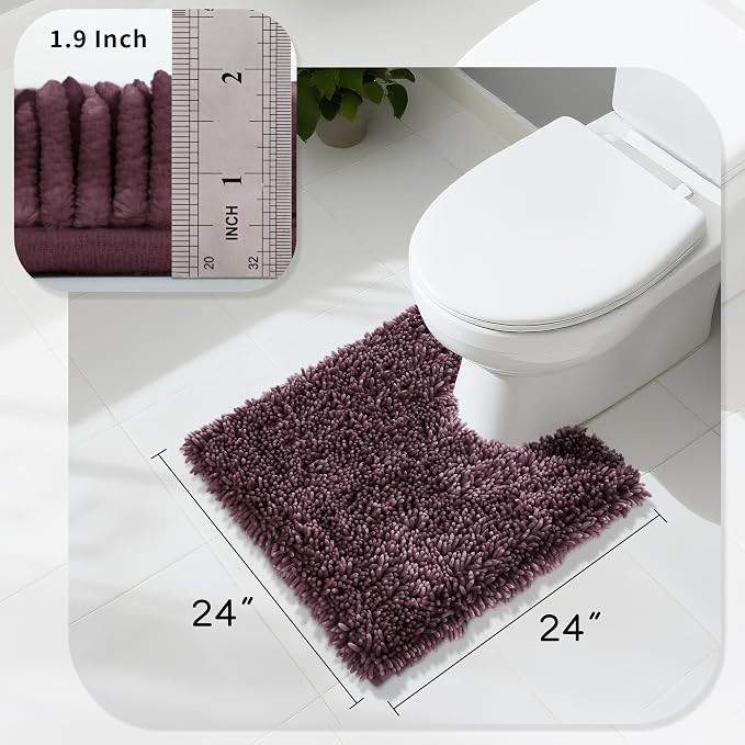 Yimobra Toilet Rugs U Shaped Washable, Extra Thick Soft Absorbent Chenille - Image 2