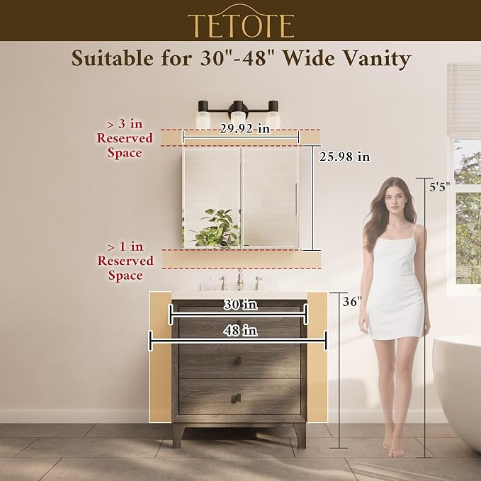 TETOTE 30 x 26 Bathroom Mirror - Image 9
