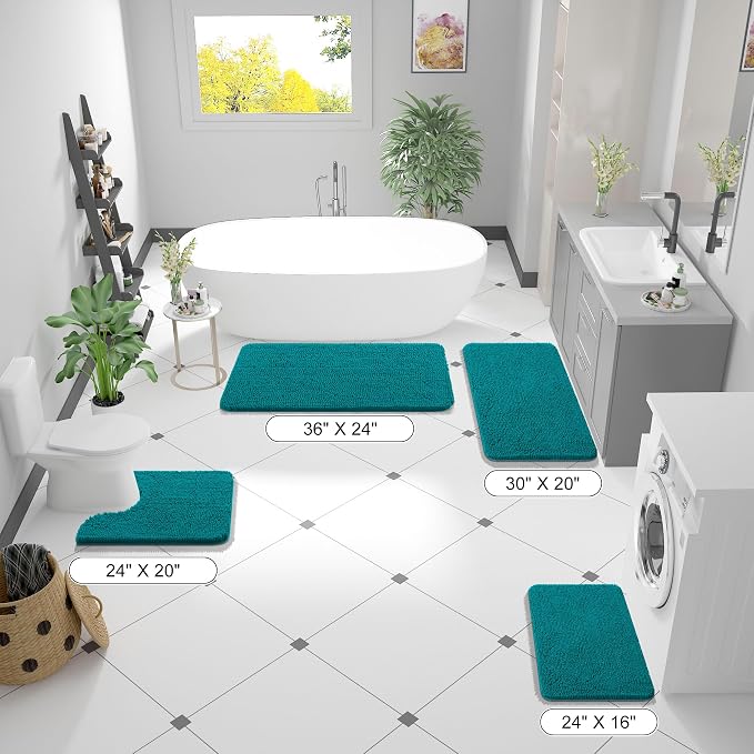 OLANLY Bathroom Rugs 44x24, Extra Soft Absorbent Chenille Bath Rugs, Rubber - Image 2