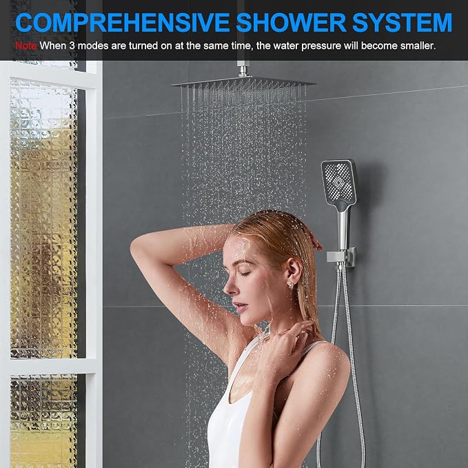 Bathtub Shower Faucet Set with Pressure Balance Valve, Brushed Nickel - Image 6