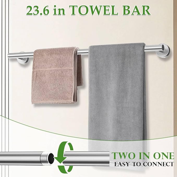 5-Piece Towel Bar Set Brushed Nickel Bathroom Hardware Set Include Towel Bar - Image 2