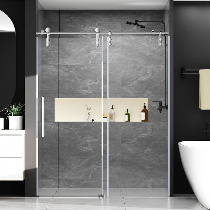 Chabatree Shower Door 60" W x 76" H Frameless Sliding Shower Door, Frameless - Image 5