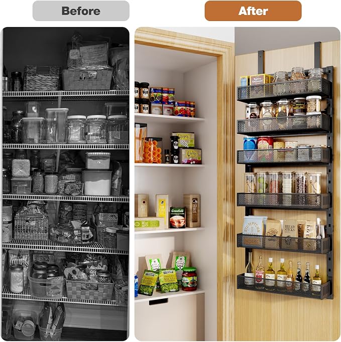 Pantry Door Organizers and Storage, 6-Tier Large Metal Heavy-Duty Frame Over - Image 7