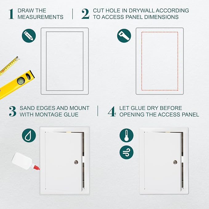 8" x 12" Lockable White Metal Access Panel. Service Shaft Door - Image 3