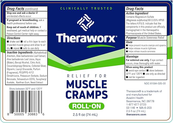 Theraworx Relief for Muscle Cramps Roll-On Fast-Acting Muscle Spasm, Leg - Image 4