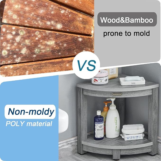 Waterproof Shower Bench for Inside Shower, Poly Lumber Shower Foot Seat - Image 4