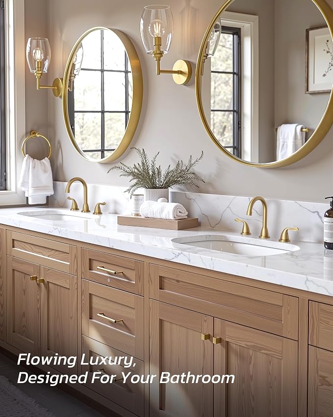 Brushed Gold Bathroom Faucet 3 Hole: ARCORA 8 Inch Widespread Bathroom Faucet - Image 2