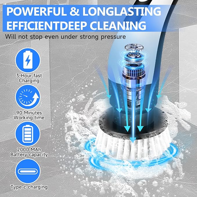 PUNOMO Electric Spin Scrubber, Cordless Waterproof Cleaning Brush - Image 2