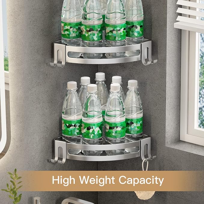 VOLPONE Shower Corner Shelf Caddy 2 Pack shower Organizer No Drill Shower - Image 8