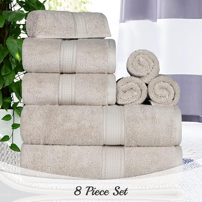 Superior Egyptian Cotton Pile 8 Piece Towel Set, Includes 2 Bath, 2 Hand - Image 11