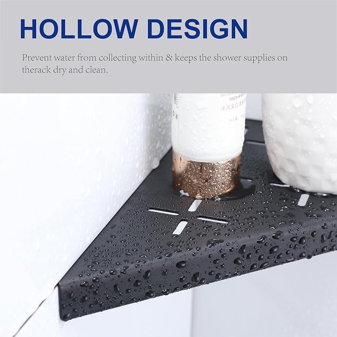8" Corner Shower Shelf, Recessed Corner Shelf Organizer Rack, No Drilling - Image 3