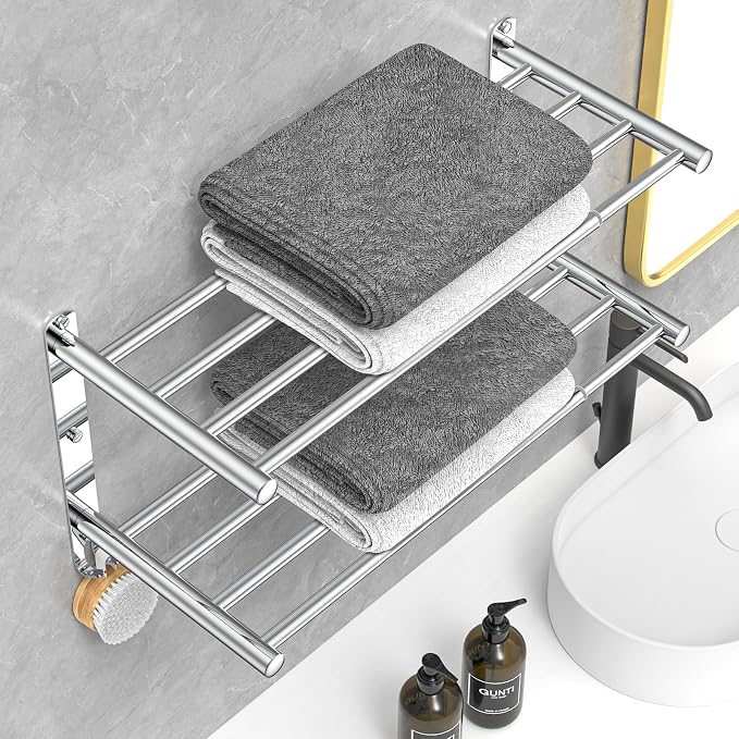 Adjustable Towel Bar for Bathroom Wall Mount17-30.7inch Adhesive Shower Towel - Image 2