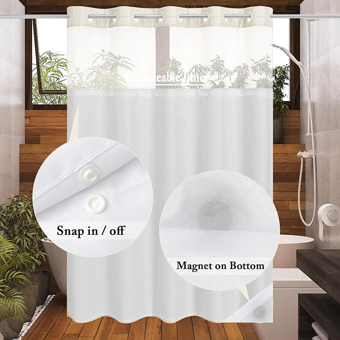 Gibelle Extra Long Shower Curtain 72x86, Waffle Weave Bathroom Shower Curtain - Image 3