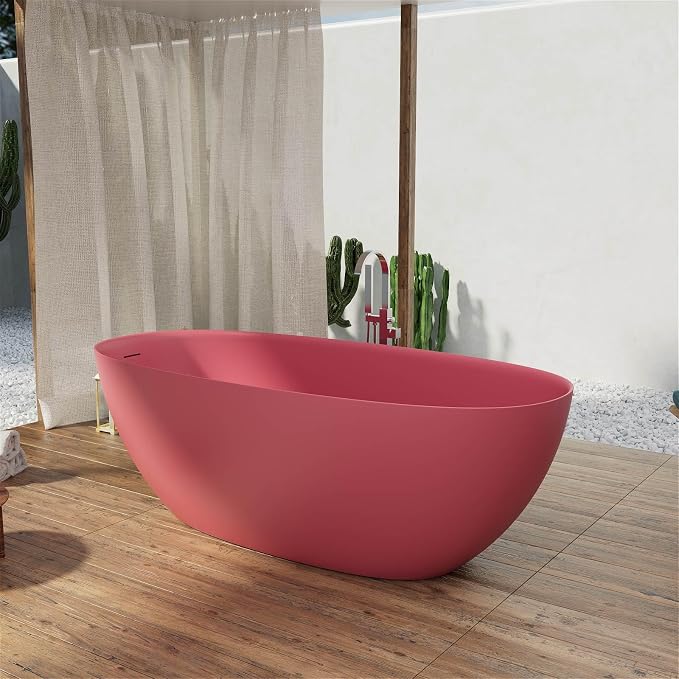 GIVINGTREE 65'' Freestanding Solid Surface Resin Stone Bathtub, Contemporary - Image 8