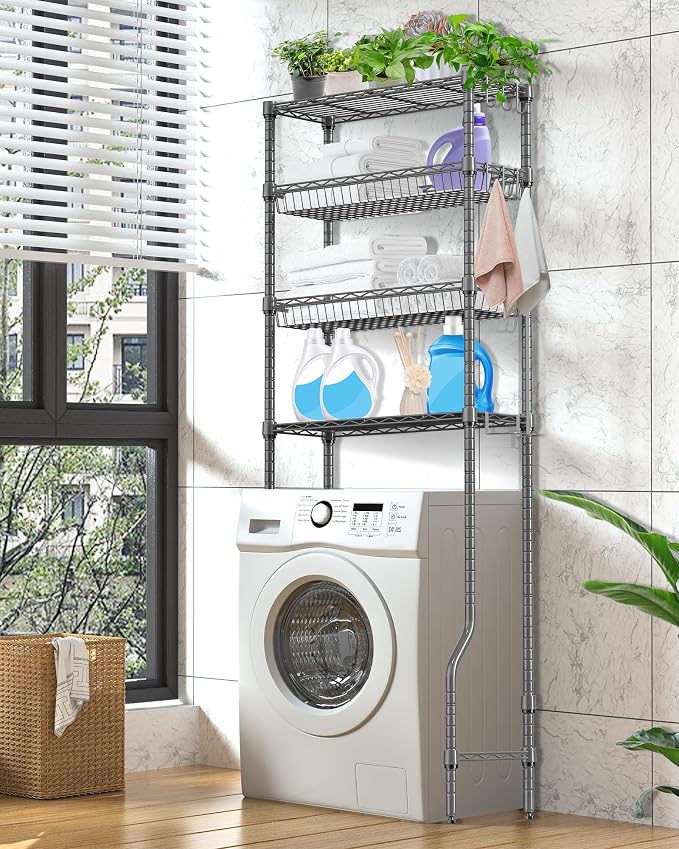 Over The Toilet Storage, 4-Tier Over Toilet Shelf Organizer Metal Storage Rack - Image 7