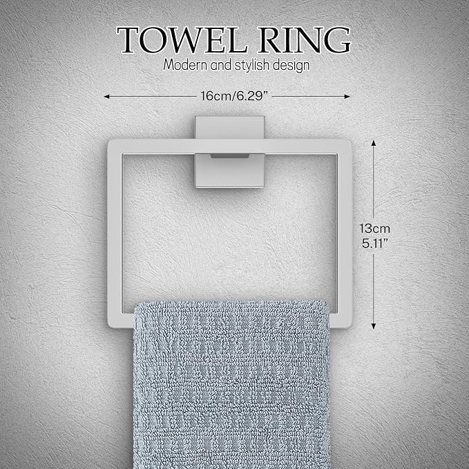 10-Pieces Brushed Nickel Bathroom Hardware Accessories Set, 23.6 Inch Towel Bar - Image 4