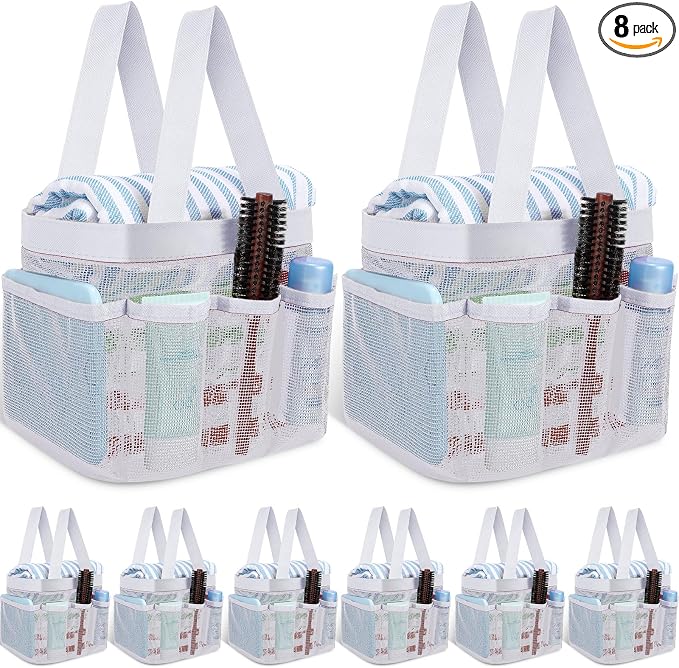 8 Packs Mesh Shower Caddy Portable Large Shower Caddy Dorm by Seeshack