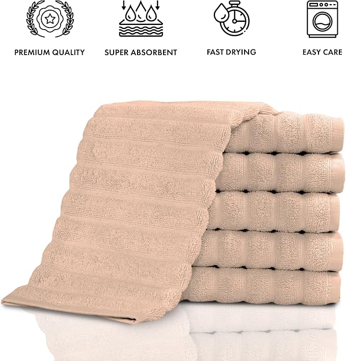Classic Turkish Towels CTT Luxurious 100% Turkish Cotton Washcloths 6 Pack - Image 4