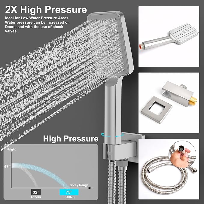 Rain Shower System 12IN Modern Brass Faucet Set - Image 3