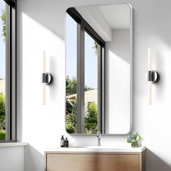 BONEWEI Silver Bathroom Mirror, 24x48 inch Wall Mirror - Image 3