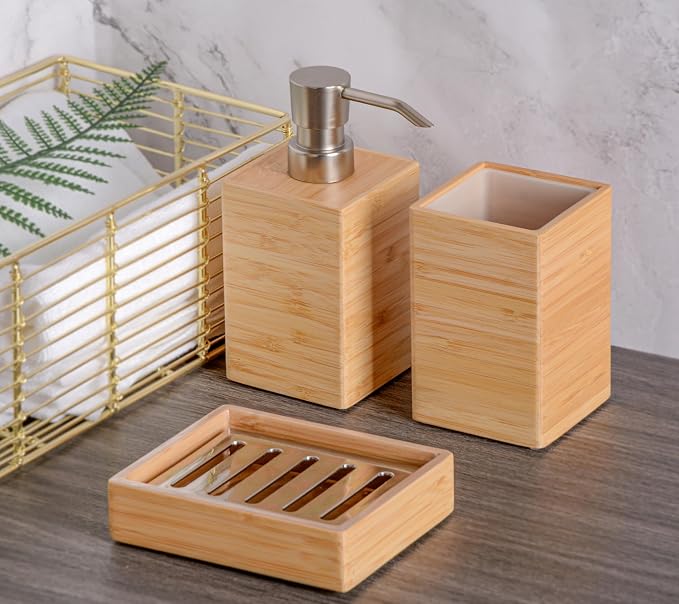 Bamboo Bathroom Accessories Set, Toothbrush Holder, Soap Dish, Kitchen Soap - Image 4