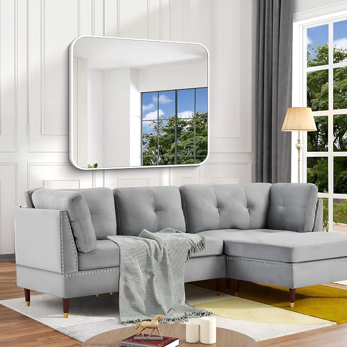 BONEWEI White Bathroom Mirror, 36x40 inch Wall Mirror - Image 6