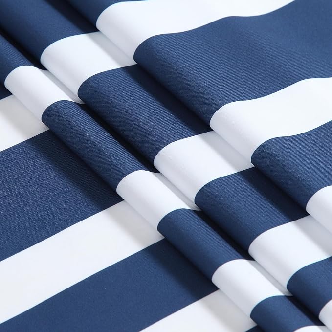 Blue and White Striped Shower Curtain 72x78 Inches, Waterproof Fabric - Image 3