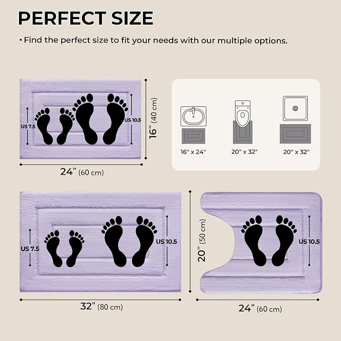 GRANNY SAYS Bathroom Rugs Sets 3 Piece, Soft Absorbent Microfiber Bath Mats - Image 2