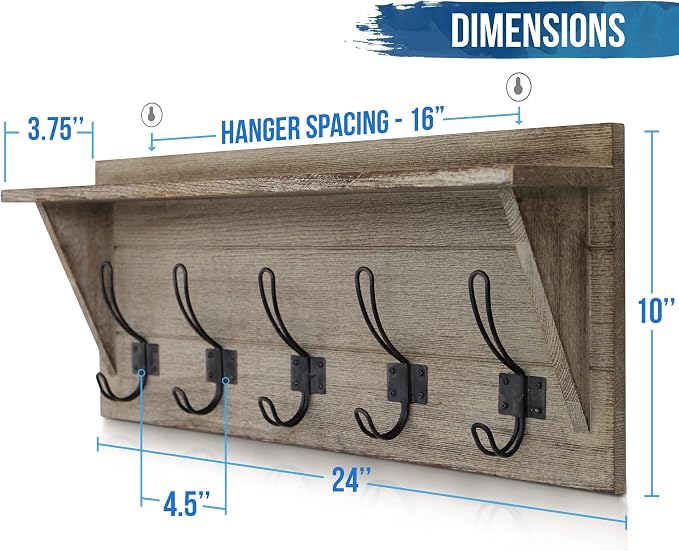HBCY Creations Rustic Wall Mounted Coat Rack - Image 2