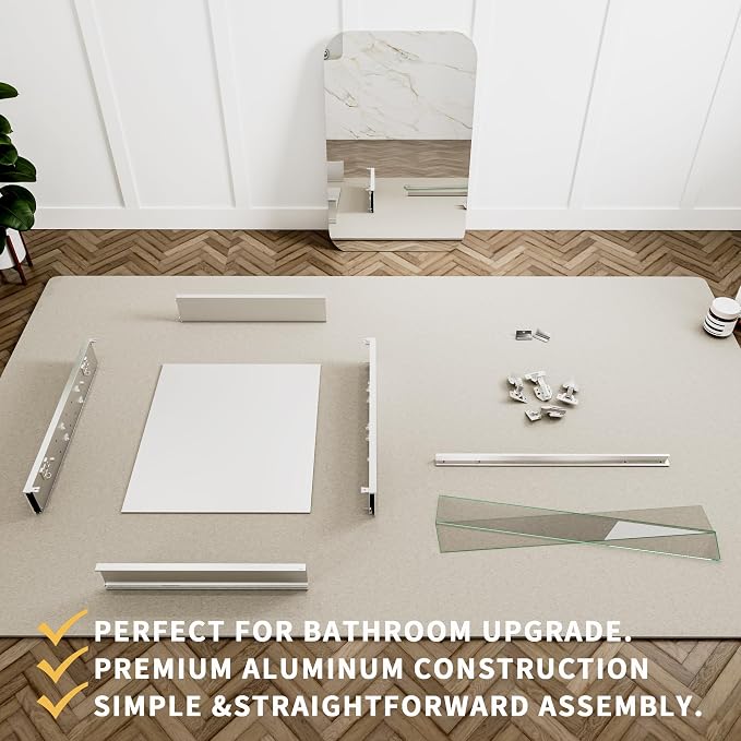 20x31 Medicine Cabinet Mirror for Bathroom, Aluminum Frame, Recessed/Surface - Image 7