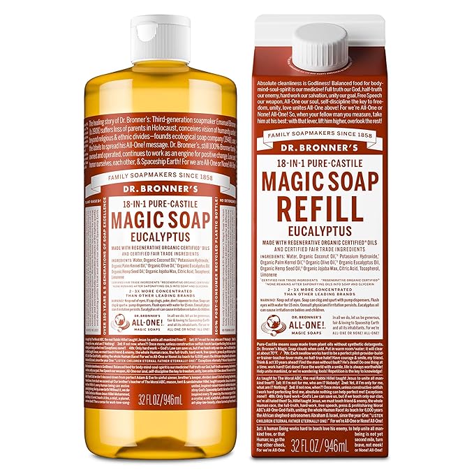 Dr. Bronner's Pure-Castile Liquid Magic Soap Bottle & Refill Carton by DrBronners