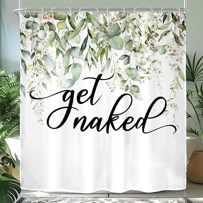 Riyidecor Sage Green Eucalyptus Leaves Shower Curtain by Riyidecor