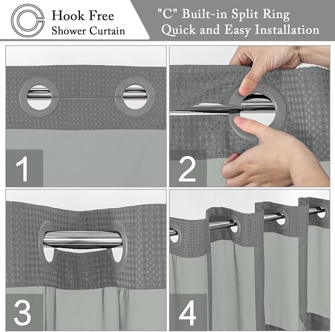 Gibelle No Hook Waffle Weave Shower Curtain - Image 4