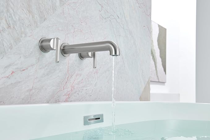 SITGES Solid Brass Wall Mount Tub Filler, High-End Design, High Flow Bathtub - Image 4