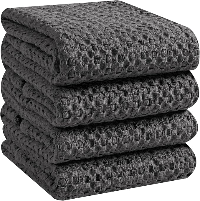 Native Fab Set of 4 Premium Waffle Dish Towels 16x26 inches by NativeFab