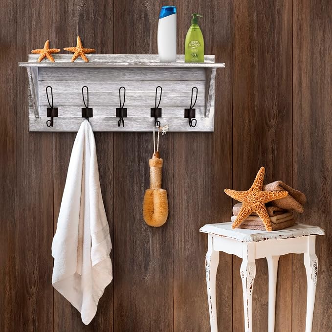 HBCY Creations Rustic Wall Mounted Coat Rack - Image 3