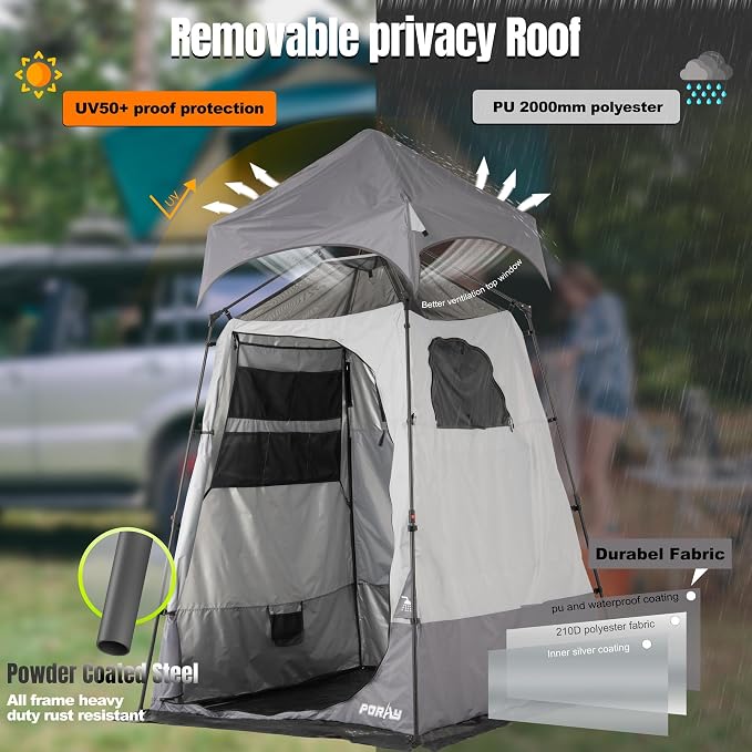 Camping Shower Tent Deluxe Changing Room Easy Set Up Privacy Shelter, Large - Image 4