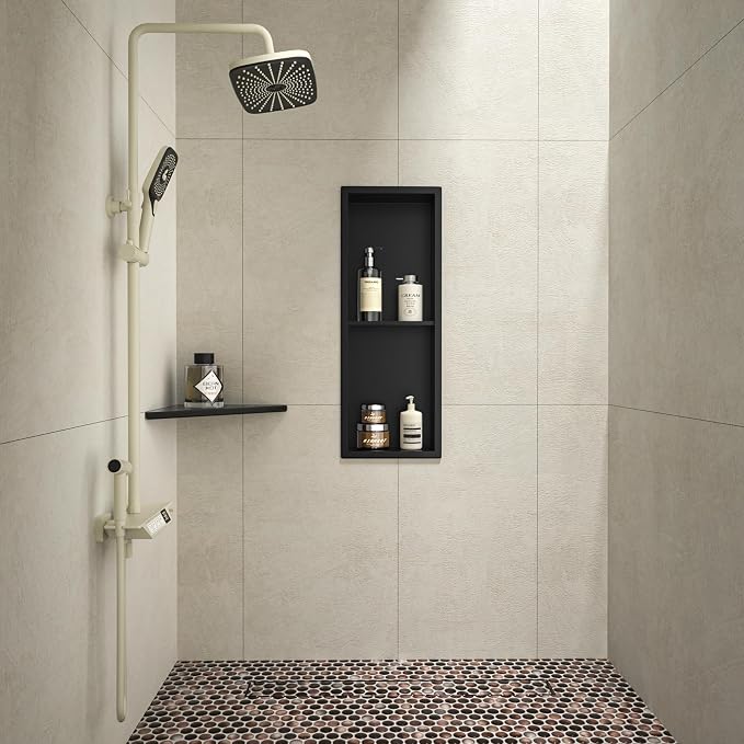 Stainless Steel Shower Niche Matte Black 8"×24" - Image 6