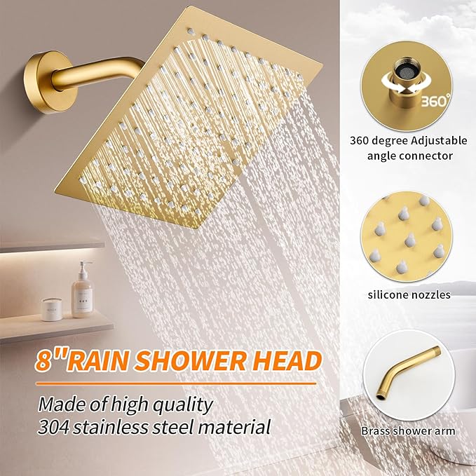Brushed Gold Shower Faucet Single Function Trim Kit - Image 4