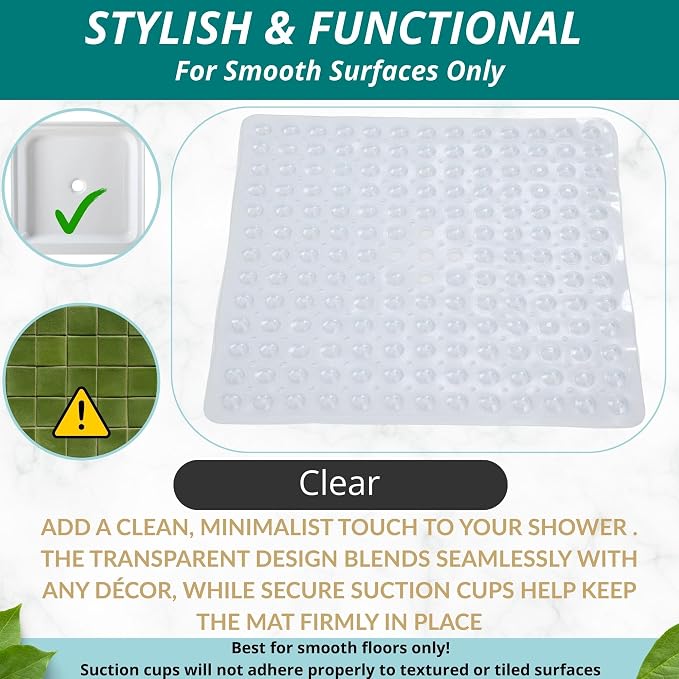 ENKOSI Square Shower Mat – 21 x 21 Inch Non-Slip Bathroom Shower Stall Mat - Image 5