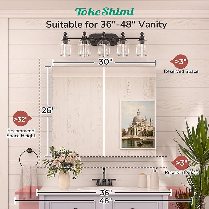 TokeShimi 30 x 26 Surface Mount Medicine Cabinet Mirror - Image 4