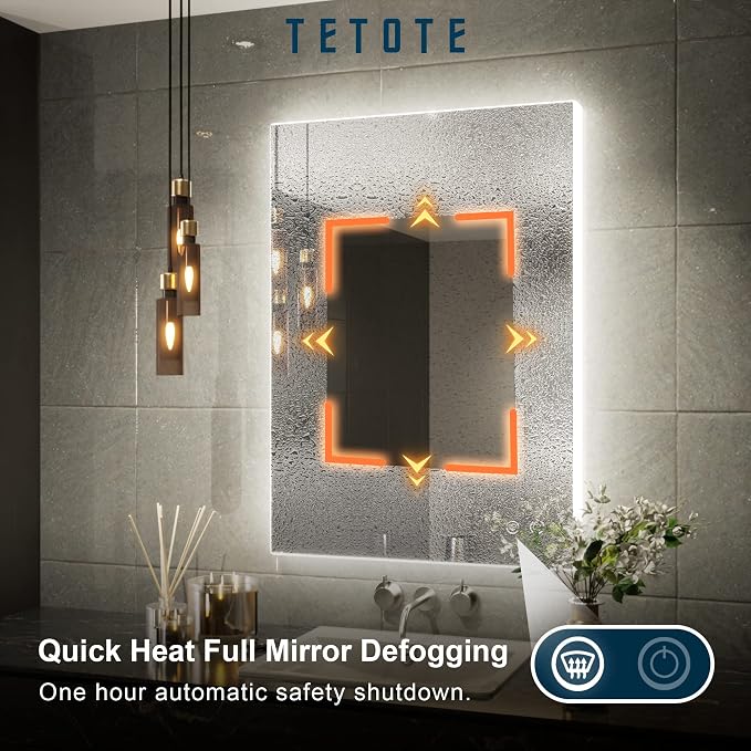 TETOTE 20 x 28 LED Backlit Bathroom Mirror - Image 5