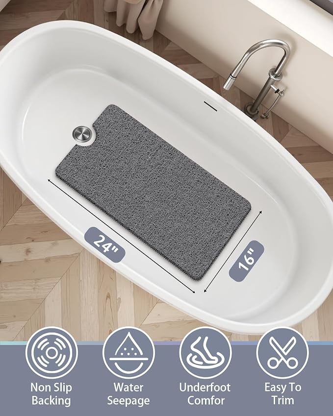 Non Slip Shower Mats for Inside Shower, 16x24 Inch, Anti-Slip Bathtub Mats for - Image 2